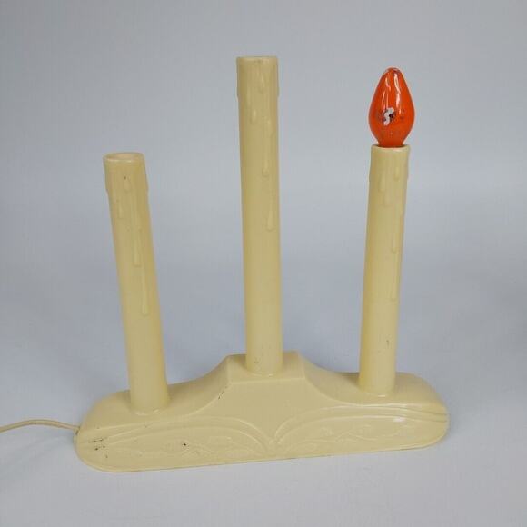 Vintage Christmas Candelabra 3 Electric Light Plastic Drip Window Tested 1 Bulb - Picture 2 of 4